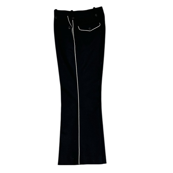 Dries Van Noten Black Wool Trousers with White Piping - Picture 1 of 8